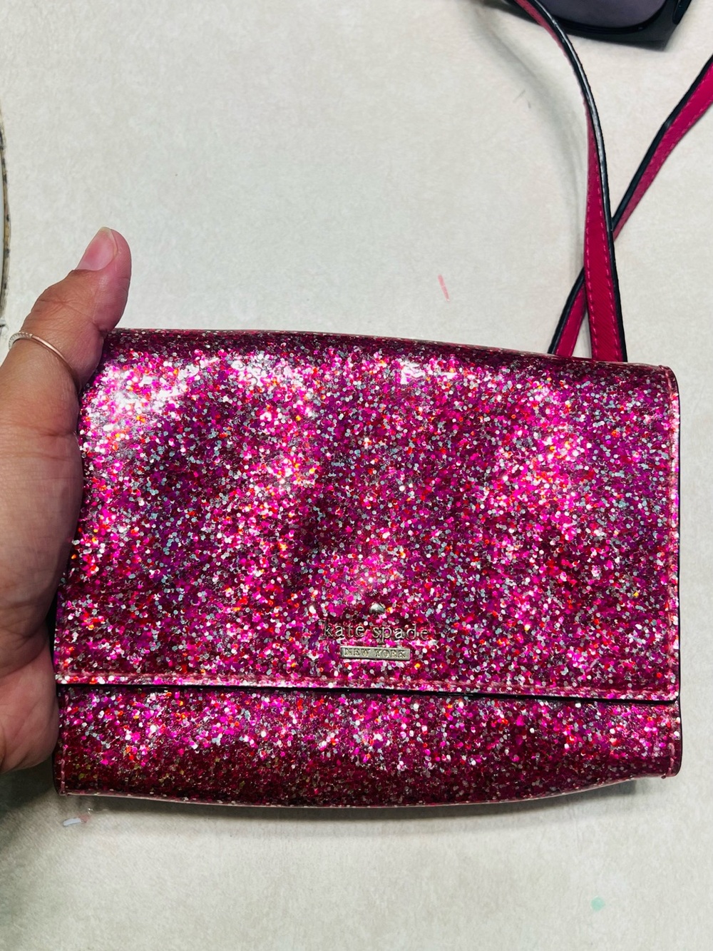 kate spade Pink Glitter Crossbody Wallet